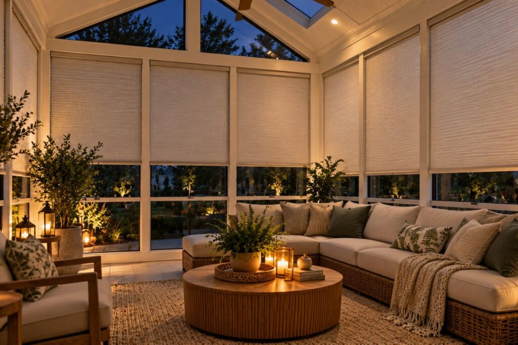 how do you get privacy in a sunroom at night