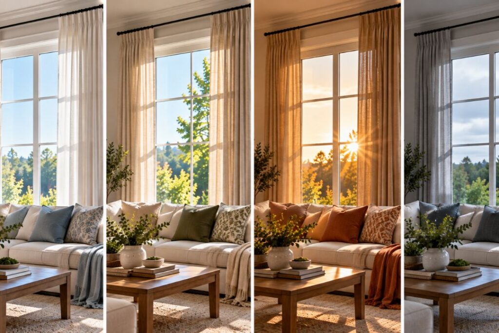 how does natural light affect window treatment colors