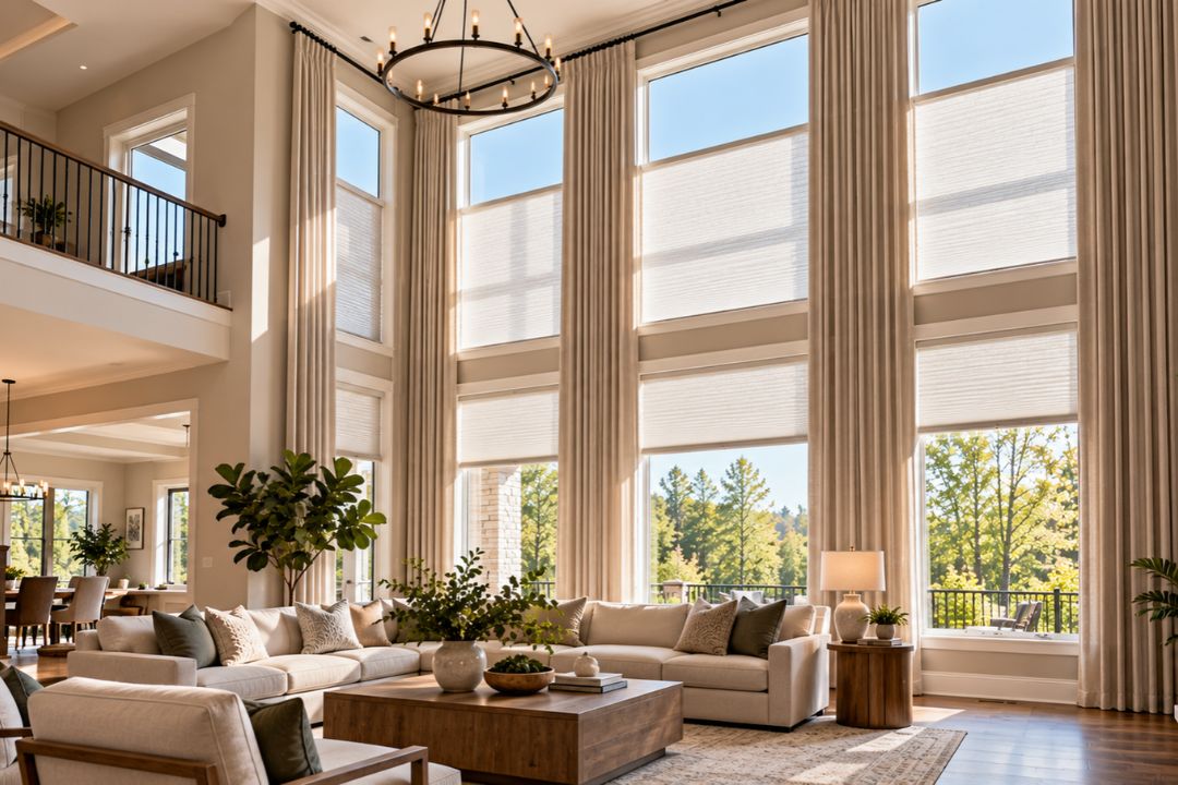 window treatments for two-story windows in nc homes